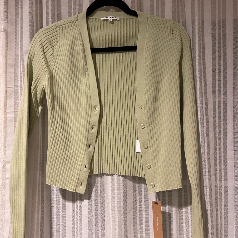 Reformation Gilda Ribbed V-Neck Cardigan